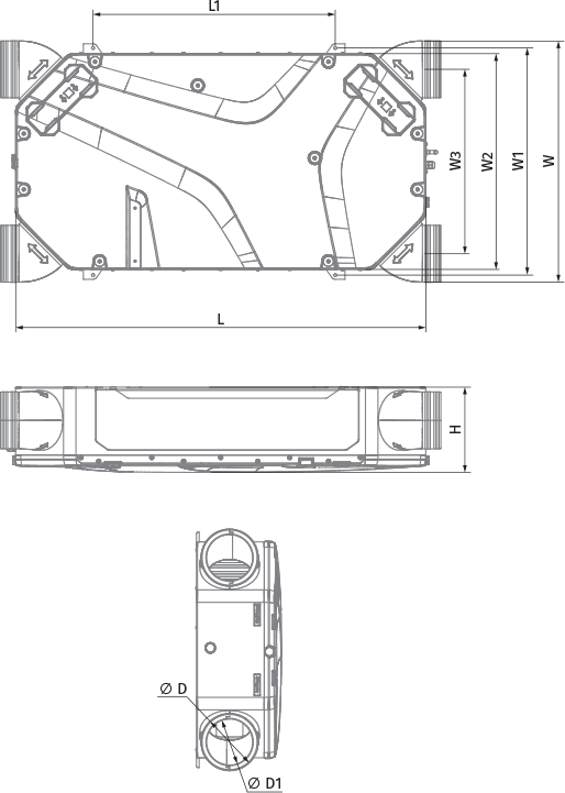 Вентс Reneo-Fit D 150-E S21 - Размеры