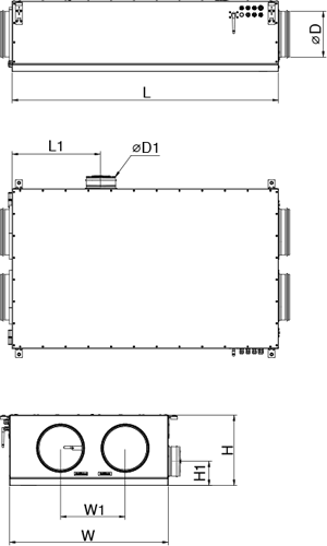 Vents KOMFORT Roto EC DE 351-E R S21 - Dimensions