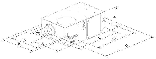 Вентс Iso Box-F 150 ES L V2 - Размеры