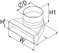 Vents BlauPlast USN-90° 125/220x55 - Dimensions