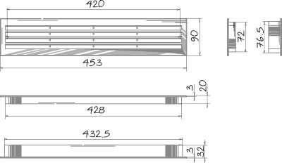 Vents Decor 455x91T-2 - Dimensions