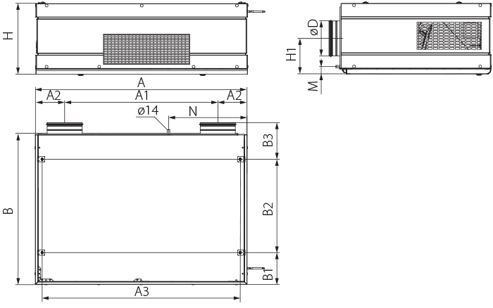 Vents CIVIC EC DB 500 S21 V.2 - Dimensions