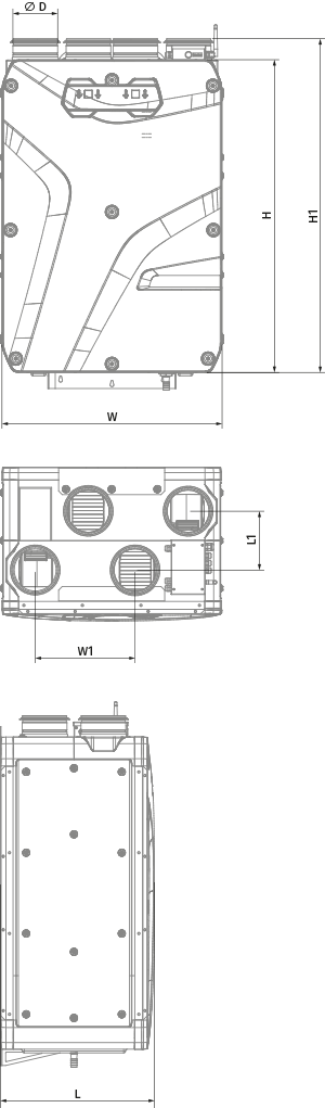 Vents Reneo SE 210-E L S21 - Dimensions