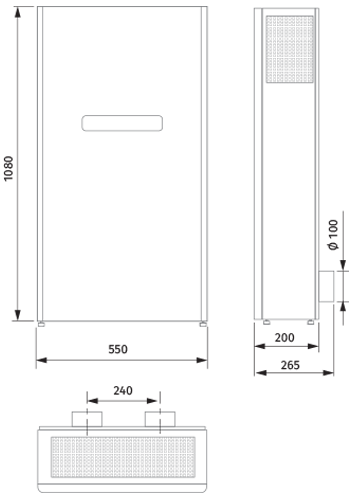 Vents Freshbox E-200 ERV WiFi - Dimensions