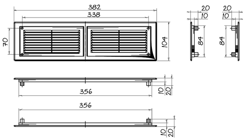 Vents Decor 380x104T-2 - Dimensions