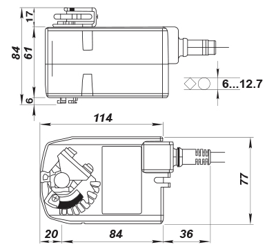 Vents Belimo TF230 - Dimensions