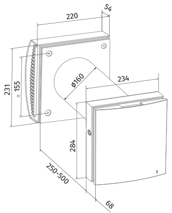 Blauberg VENTO Expert A50-1 S10 W V.2 - Dimensions