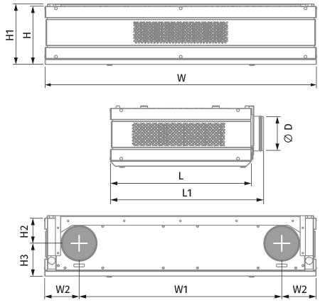 Вентс CIVIC EC DB 300 S21 - Размеры