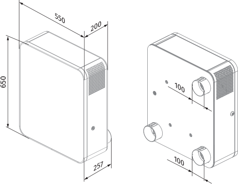 Vents Freshbox E2-100 ERV WiFi - Dimensions