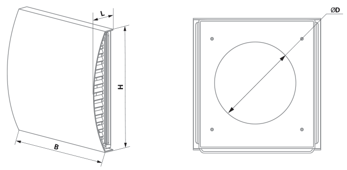 Vents AH-10 grey 160 - Dimensions