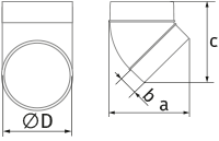 Вентс BlauPlast RB 150/45° - Размеры