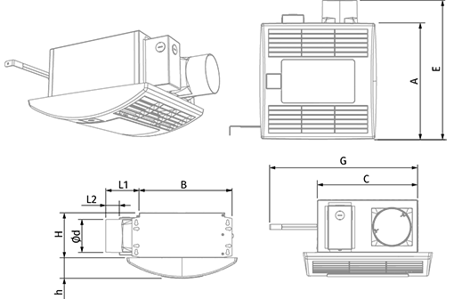 Blauberg Ceileo Compact 250 Light IR - Размеры