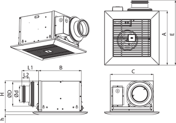 Вентс Ceileo DC 110 H - Размеры