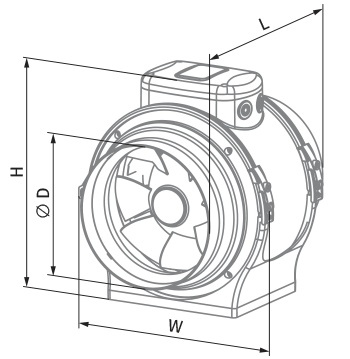 Vents Primo 250 - Dimensions