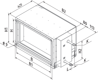 Vents KWK 100x50-3 - Dimensions