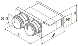 Vents BlauFast RPW 200x55/63x2 M - Dimensions