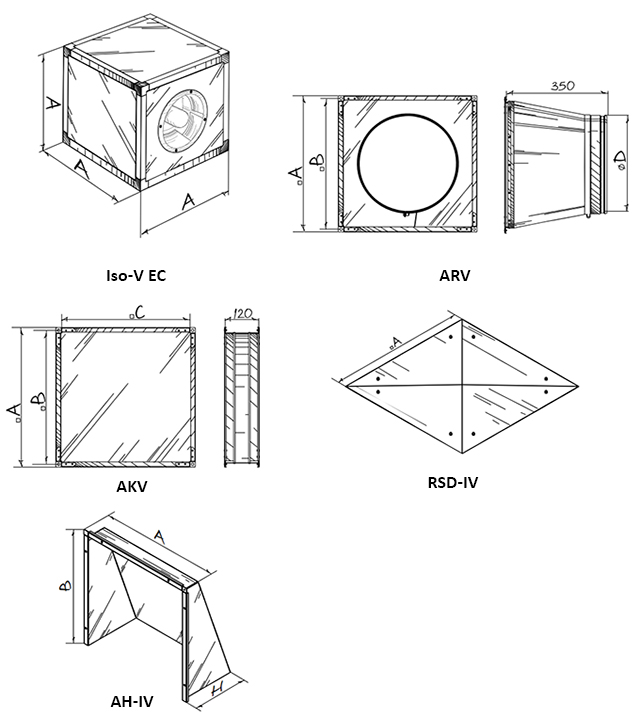 Vents Iso-V EC 315 - Dimensions