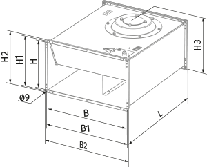 Vents Box-F 400x200 4E - Dimensions