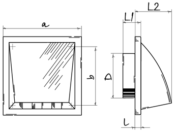 Vents Decor 155x155/100H - Dimensions