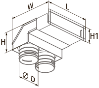 Vents BlauFast RPWB 200x55/75x2 M - Dimensions