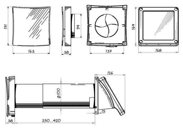 Blauberg SHM 100 DK - Dimensions