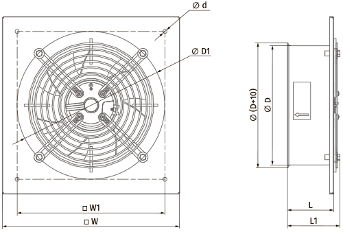 Вентс Axis-Q EC 400 - Размеры