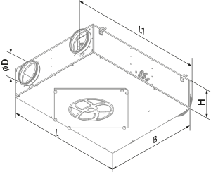 Vents KOMFORT ERV EC DB 250 L S14 - Dimensions