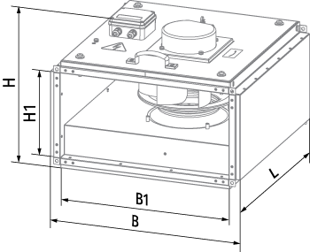 Вентс Box-I EC 50x25-1 max - Размеры